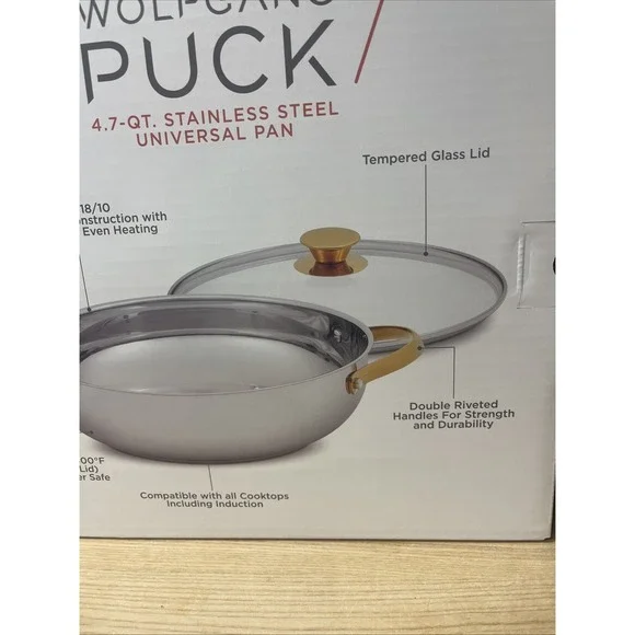 Wolfgang Puck 4.7 Quart Covered Pan Stainless Steel Oven Safe with Glass Lid - Picture 6 of 6